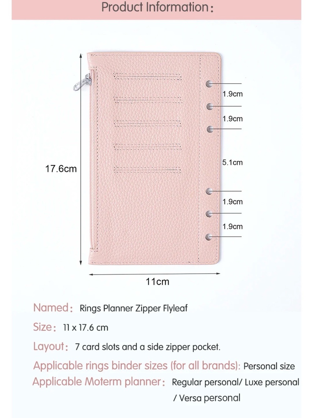 3 new Zip Closure personal size Planner flyleaf in Burgundy